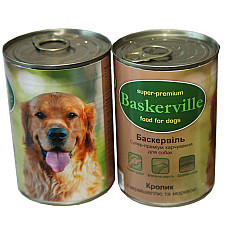 Консервированный корм для собак. Baskerville. Кролик с лапшой и морковкой