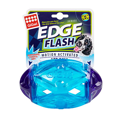 Игрушка для собак Регби светящийся мяч GiGwi Edge flash, резина, 15 см
