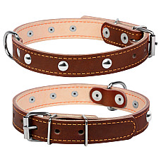 Ошейник &Cot;CoLLaR двойной с украшениями (ширина 14мм, длина 27-35см) коричневый
