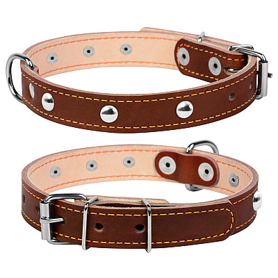Ошейник &Cot;CoLLaR двойной с украшениями (ширина 14мм, длина 27-35см) коричневый
