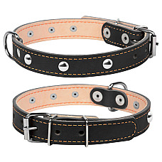 Ошейник "CoLLaR двойной с украшениями (ширина 14мм, длина 27-35см) черный
