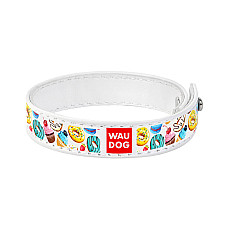 Браслет WAUDOG Design с рисунком "Пончики", премиум кожа (ширина 15 мм, длина 21-23 см) белый