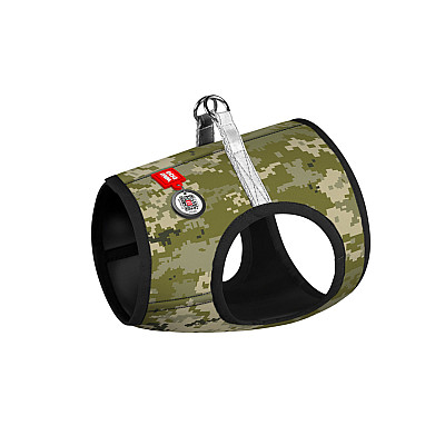 Шлей для собак мягкая WAUDOG Clothes с QR паспортом, "Милитари", S1, В 40-45 см, С 29-31 см