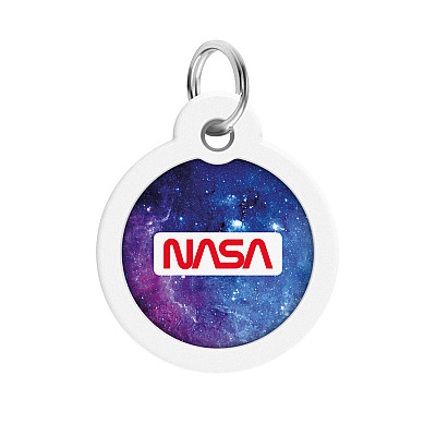 Адресник для собак и кошек металлический WAUDOG Smart ID с QR паспортом, рисунок "NASA21", круг, Д 30 мм