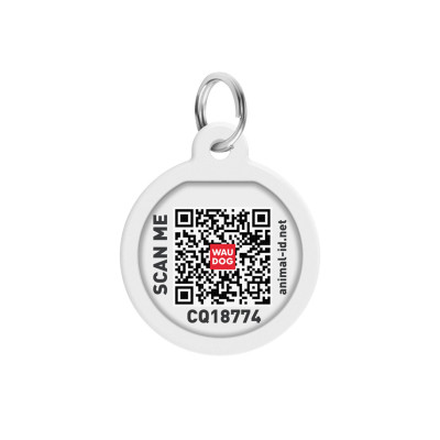 Адресник для собак и кошек металлический WAUDOG Smart ID с QR паспортом, рисунок "Растения", круг, Д 25 мм