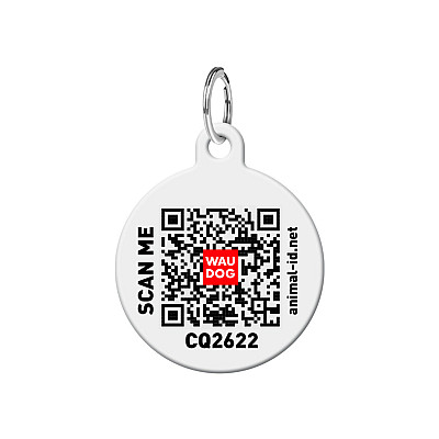 Адресник для собак та котів персоналізований металевий WAUDOG Smart ID з QR паспортом, M, малюнок "Рожевий", коло, Д 30 мм