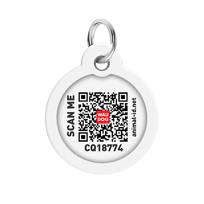 Адресник для собак и кошек металлический WAUDOG Smart ID с QR паспортом, рисунок "Авокадо 2", круг, Д 30 мм