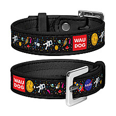 Браслет WAUDOG Design с рисунком "NASA", премиум кожа, металлическая пряжка (ширина 15 мм, длина 17-23 см) черный