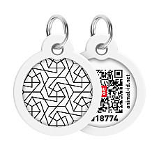 Адресник для собак і котів металевий WAUDOG Smart ID з QR паспортом, малюнок "Геометрія", коло, Д 30 мм