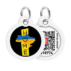 Адресник для собак и кошек металлический WAUDOG Smart ID с QR паспортом, рисунок "Дом", круг, Д 30 мм