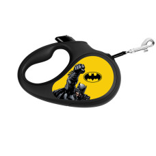 Поводок-рулетка для собак WAUDOG R-leash, рисунок "Бэтмен Желтый", L, до 50 кг, 5 м, светоотражающая черная лента