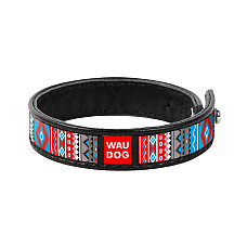 Браслет WAUDOG Design с рисунком "Этно", премиум кожа (ширина 15мм, длина 18-20см) черный