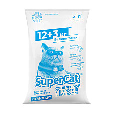 Наполнитель SuperCat стандарт, 12+3кг в экономичной упаковке (синий)