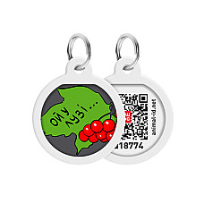Адресник для собак и кошек металлический WAUDOG Smart ID с QR паспортом, рисунок "Калина", круг, Д 25 мм