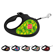 Поводок-рулетка для собак WAUDOG R-leash, рисунок "Авокадо", L, до 50 кг, 5 м, светоотражающая лента