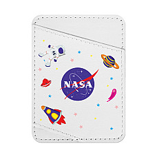 Холдер для карток WAUDOG Design з малюнком "NASA", преміум шкіра (ширина 70мм, довжина 95мм) білий