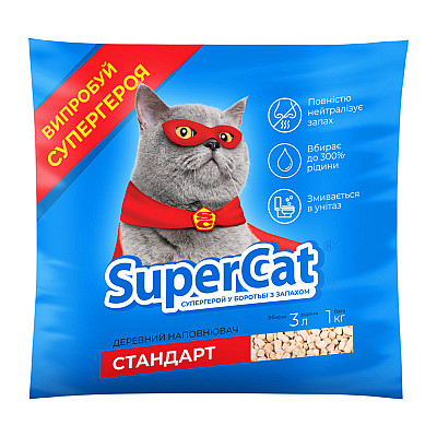Наполнитель SuperCat стандарт, 1кг (синий)