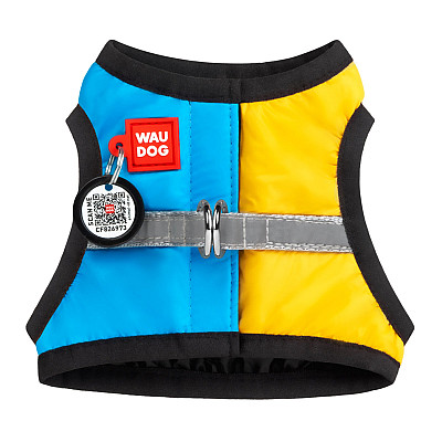 Шлей для собак мягкая WAUDOG Clothes с QR паспортом, "Colors of freedom", XS1, В 24-27 см, С 18-20 см