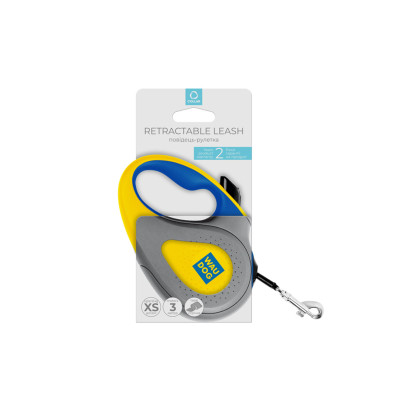 Поводок-рулетка для собак WAUDOG R-leash, рисунок "Colors of freedom", XS, до 12 кг, 3 м, светоотражающая лента