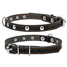 Ошейник &Cot;CoLLaR одинарный с украшениями (ширина 14мм, длина 27-35см) черный