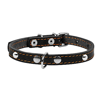 Ошейник &Cot;CoLLaR одинарный с украшениями (ширина 14мм, длина 27-35см) черный