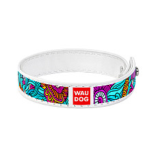 Браслет WAUDOG Design с рисунком "Лето", премиум кожа (ширина 15 мм, длина 18-20 см) белый