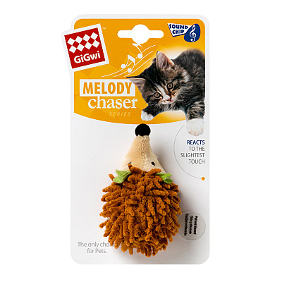Игрушка для кошек Ёжик с электронным чипом GiGwi Melody chaser, текстиль, 7 см