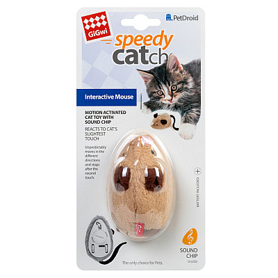 Игрушка для кошек Интерактивная мышка GiGwi speedy Catch искусственный мех, 9 см