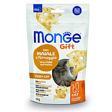 Ласощі для котів Monge Gift Fussy Cat свинина і сир, 60 г