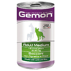 Влажный корм для собак Gemon Dog Wet Medium Adult кусочки с ягненком и рисом, 1.25 кг