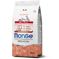 Сухой корм для щенков Monge Dog Mini Puppy & Junior лосось с рисом, 2.5 кг