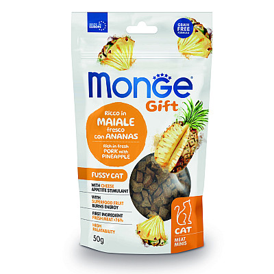 Ласощі для котів Monge Gift Fussy Cat свинина з ананасами, 50 г