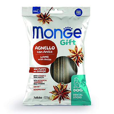 Лакомство для щенков Monge Gift Dog Puppy and Junior Mini ягненок с анисом, 120 г