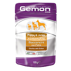 Влажный корм для щенков Gemon Dog Wet Puppy & Junior кусочки с курицей, 100 г
