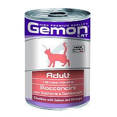 Влажный корм для кошек Gemon Cat Wet Adult лосось с креветками, 415 г