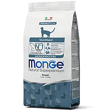 Сухой корм для кошек Monge Cat Monoprotein Sterilised с форелью, 10 кг