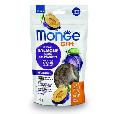 Ласощі для котів Monge Gift Cat Hairball лосось зі сливою, 50 г