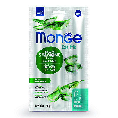Ласощі для собак Monge Gift Dog Skin Support лосось з алое, 45 г