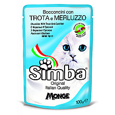 Влажный корм для кошек Simba Cat Wet форель и треска, 100 г