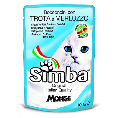 Влажный корм для кошек Simba Cat Wet форель и треска, 100 г