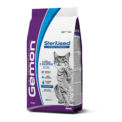 Сухий корм для котів Gemon Cat Sterilised тунeць з лососем, 2 кг