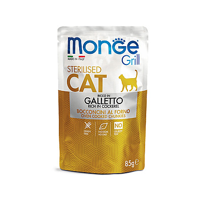 Вологий корм для котів Monge Cat Grill Sterilised курка, 85 г
