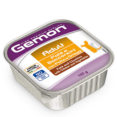 Влажный корм для кошек Gemon Cat Wet Adult курица с овощами, 100 г