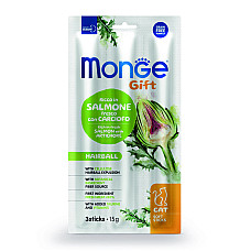 Ласощі для котів Monge Gift Cat Hairball сьомга з артишоком, 15 г
