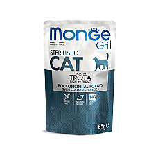 Влажный корм для кошек Monge Cat Grill Sterilised форель, 85 г