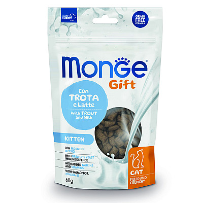Ласощі для кошенят Monge Gift Cat Kitten форель і молоко, 60 г