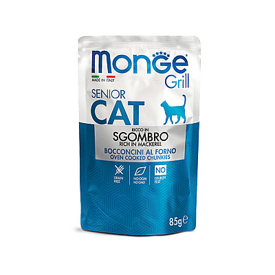 Вологий корм для котів Monge Cat Grill Senior макрель (скумбрія), 85 г