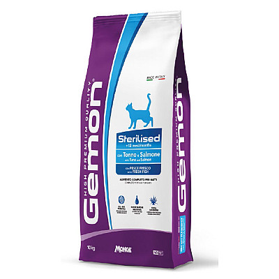 Сухий корм для котів Gemon Cat Sterilised тунeць з лососем, 10 кг