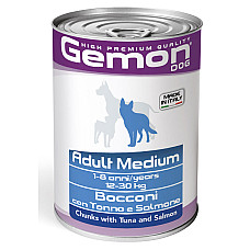 Влажный корм для собак Gemon Dog Wet Medium Adult кусочки с тунцем и лососем, 415 г