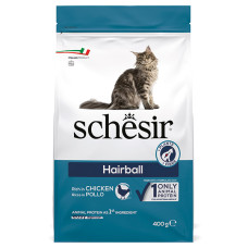 Schesir Cat Hairball ШЕЗИР ДЛЯ ВЫВОДЫ ШЕРСТИ сухой монопротеиновый корм для кошек с длинной шерстью, 0.4 кг.
